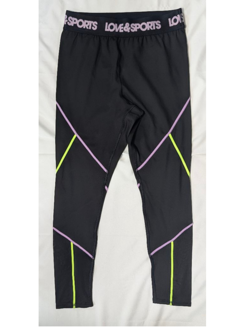 Love & Sports Black Cropped Leggings Mesh Panel Athletic Size M